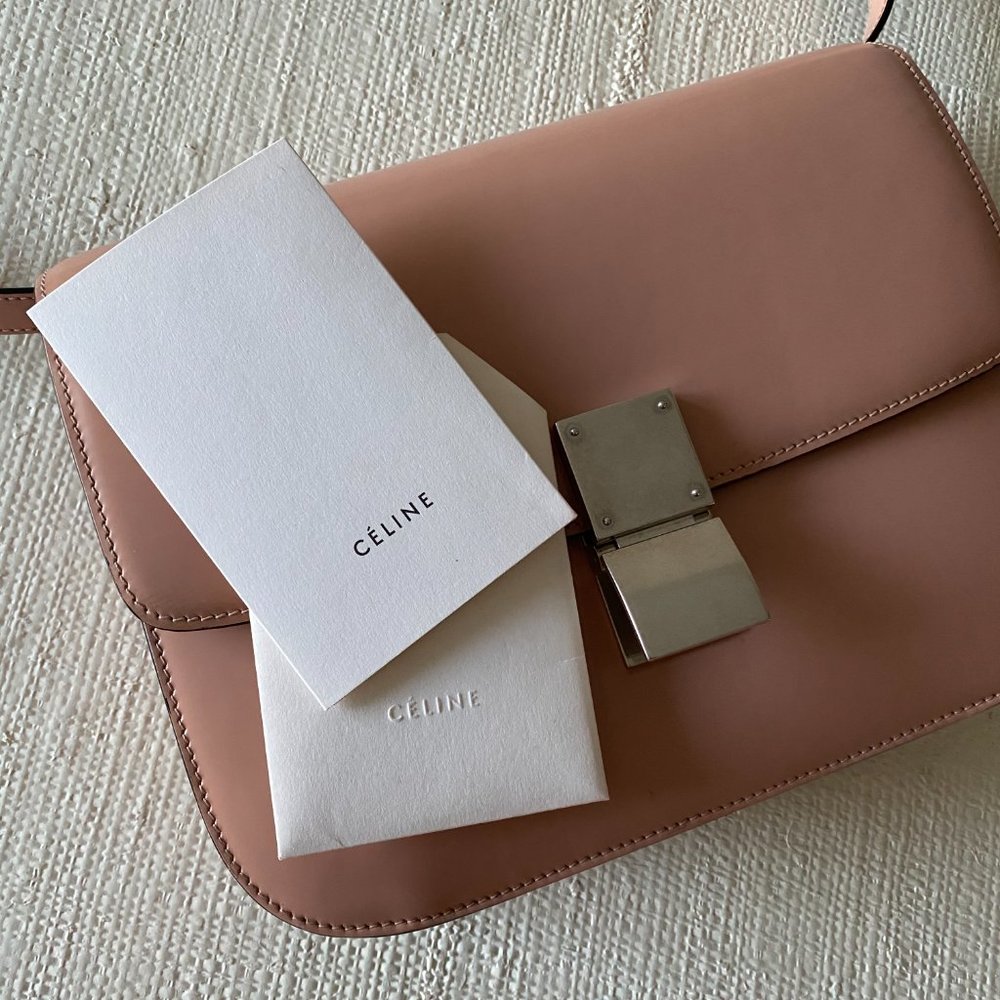 Celine Classic Box Medium Bag in Nude Calfskin